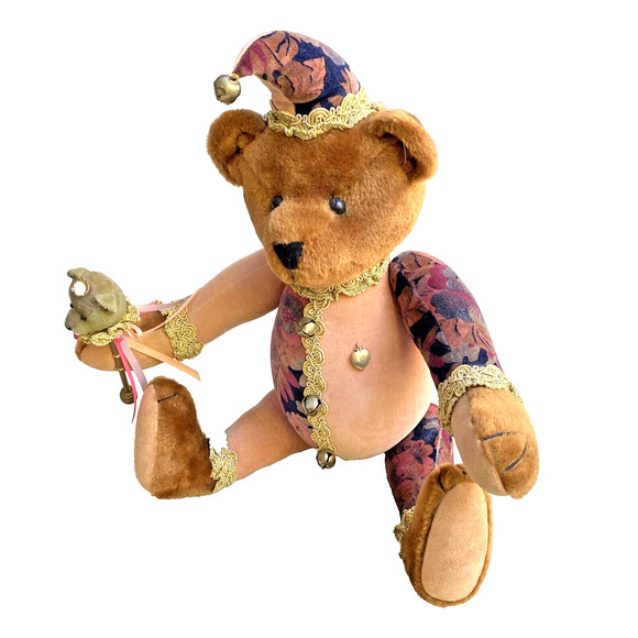 Handmade BALLARD BAINES BEAR CO JESTER Bear Plush Fully Jointed Posable 1990's - Picture 1 of 11